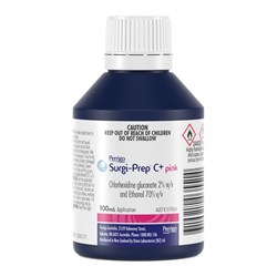 Surgi-Prep C+ Pink - 2% Chlorhexidine - 70% Alcohol - Skin Asepsis - 100ml Bottle - Single