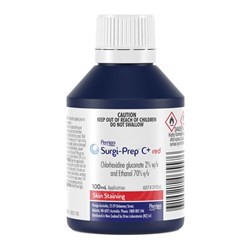 Surgi-Prep C Red - 2% Chlorhexidine - 70% Alcohol - Skin Asepsis - 100ml Bottle - Single