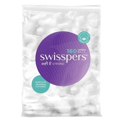 Swisspers Cotton Wool Balls - White - Pack of 160 Balls - Single?