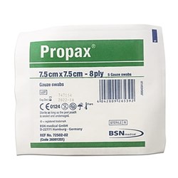 Propax Gauze Square - Sterile - 8ply - 7.5cm - 3 Swabs - Pack of 1
