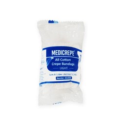 Medicrepe Cotton Crepe Bandage - Light - 5cm x 1.6m - Pack of 12