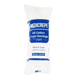 Medicrepe Cotton Crepe Bandage - Light - 10cm x 1.6m - Pack of 12