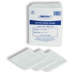 Sentry Gauze Swab - 8 Ply - Non-Sterile - 7.5cm x 7.5cm - Pack of 100
