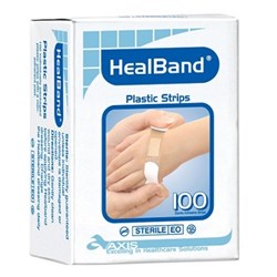 Bandaid Plastic Adhesive Strips - Latex-Free - Pack of 100