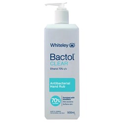 Bactol Clear Hand Sanitiser - 70% Alc - 500ml Pump - Single