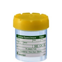 Specimen Container - 70ml - Labelled With Cap - Single