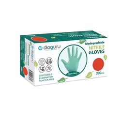 Diaguru Examination Gloves - Biodegradable Nitrile - Medium  - Powder Free - Pack of 200